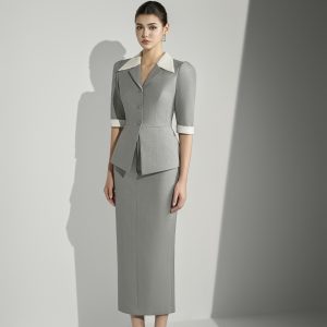 Áo Vest pha cổ trắng và tay vạt chéo